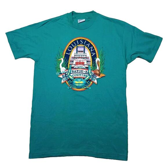 Louisiana Bayou Country TShirt Large Hanes Fifty-Fifty Tag Single Stitch USA - Picture 1 of 8
